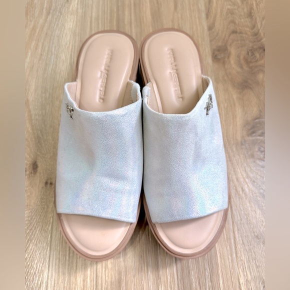 KARL LAGERFELD Women\'s Carita Iridescent Wedge Sandal Platform Size 7.5M - LNC